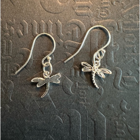 ARTISAN Dragonfly Sterling Silver Fairy Core 1” Long Shepherd Hook Earrings - Picture 6 of 6